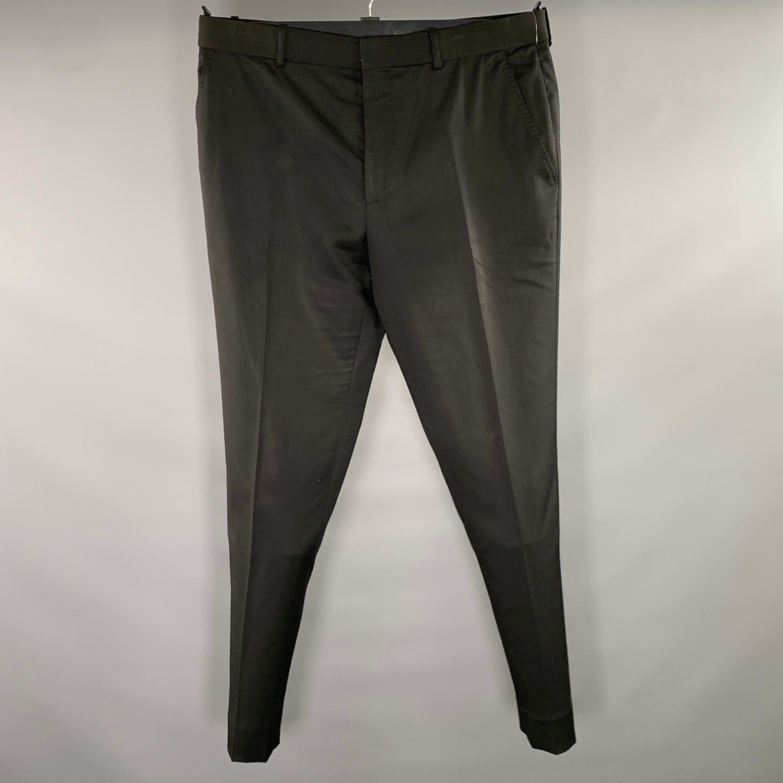 Alexander Mcqueen Size 36 Black Mixed Fabrics Wool Slim Fit Dress Pants